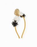 Girls’ headband in plain fabric with a golden shell