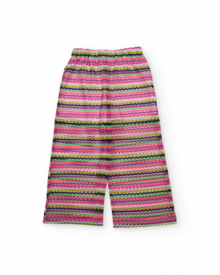 Girls knit pants with zigzag print