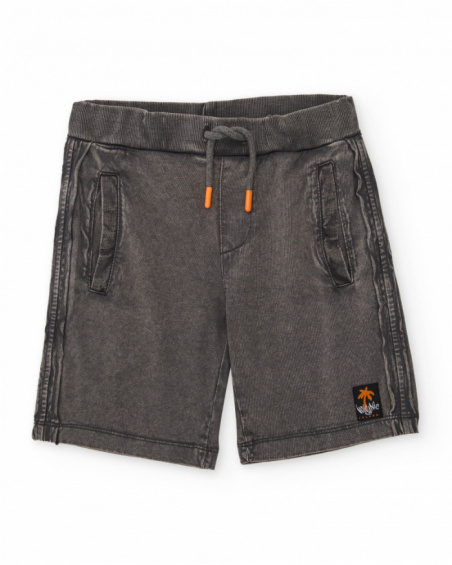 Boys knit bermuda shorts with a washed effect