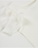 Girls knit T-shirt with puff sleeves