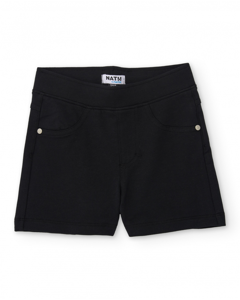 Girls knit shorts with stretchy fabric