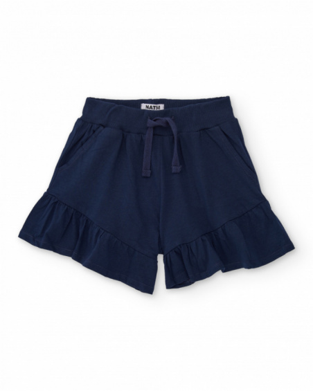 Girls knit shorts with a ruffle hem
