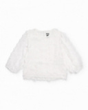 Girls plain blouse with floral appliqués