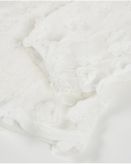 Girls plain blouse with floral appliqués