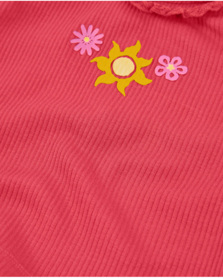 Girls’ knit T-shirt with ruffles at the neckline