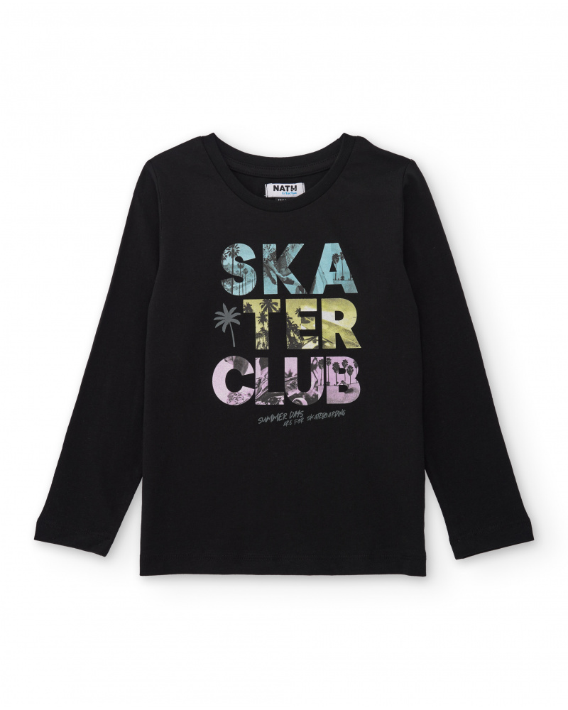 Boys’ knit T-shirt with embellished lettering