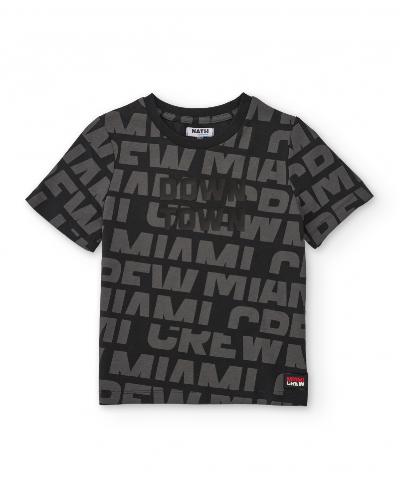 Boys’ knit T-shirt with central 3D appliqué