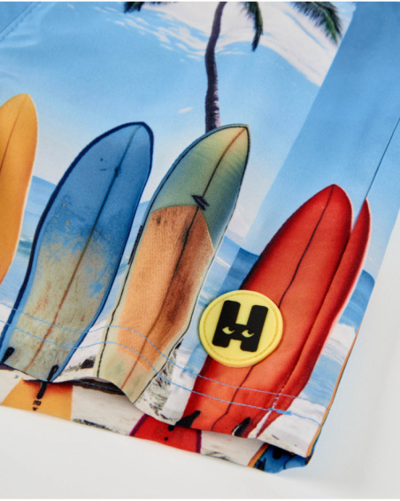 Boys’ woven swim shorts with surfboards