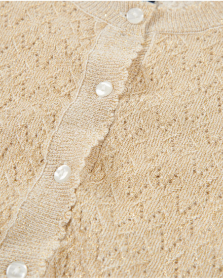 Girls’ knit cardigan with openwork fabric