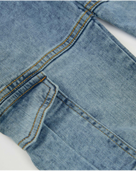 Girls’ cargo-design trousers in woven fabric and denim