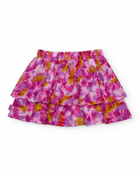Girls’ woven skirt with tie-dye print