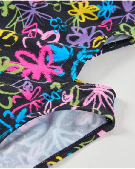 Girls’ knit swimsuit with side cut-outs