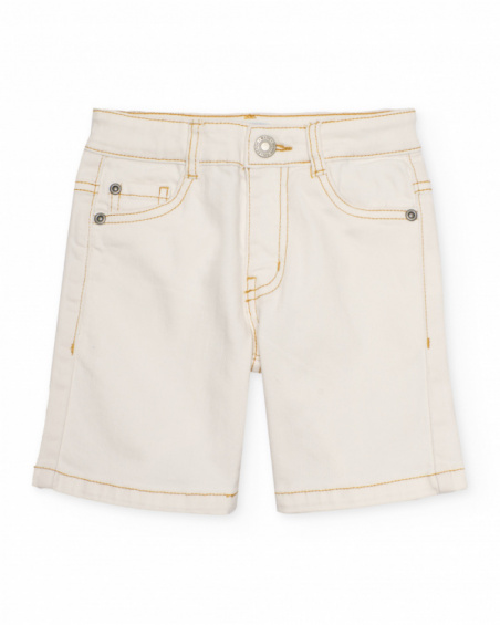 Boys’ woven bermuda shorts with contrast stitching