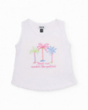 Girls’ knit T-shirt with palm tree embroidery