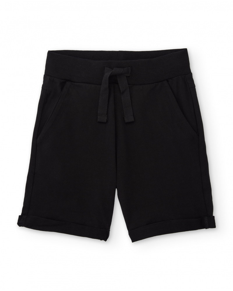 Boys’ knit bermuda shorts with turn-up hem