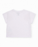 Girls’ knit T-shirt with decorative flowers