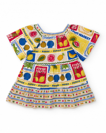 Girls’ knit dress with elastic neckline