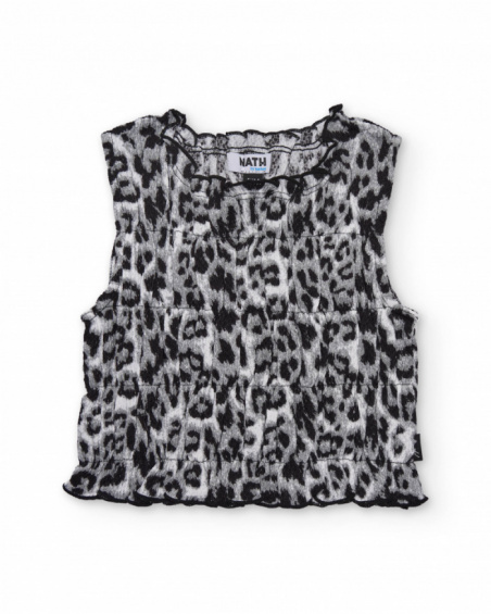 Girls’ woven top with animal print design