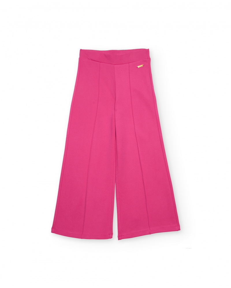 Girls’ knit trousers with decorative seams