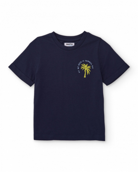 Boys’ knit T-shirt with palm tree detail