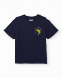 Boys’ knit T-shirt with palm tree detail