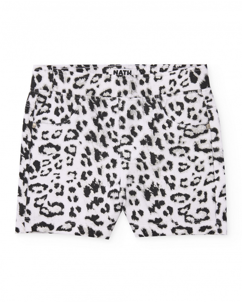 Girls’ knit shorts with animal print design