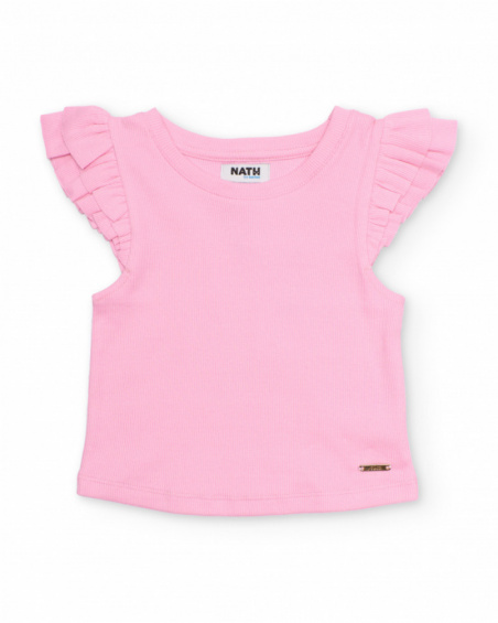 Girls’ knit top with ruffle sleeves