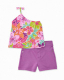 Girls’ knit set with asymmetric design