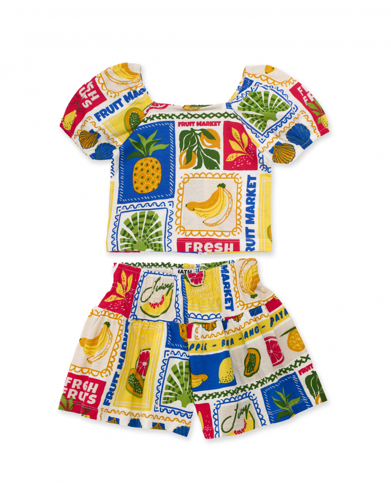 Girls’ knit set with puff sleeves