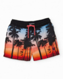Boys’ woven swim shorts with contrast palm trees