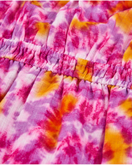 Girls’ woven dress with tie-dye design