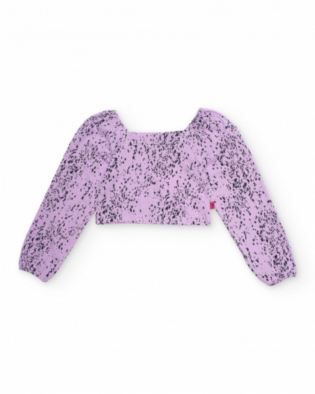 Girls’ knit top with long puff sleeves