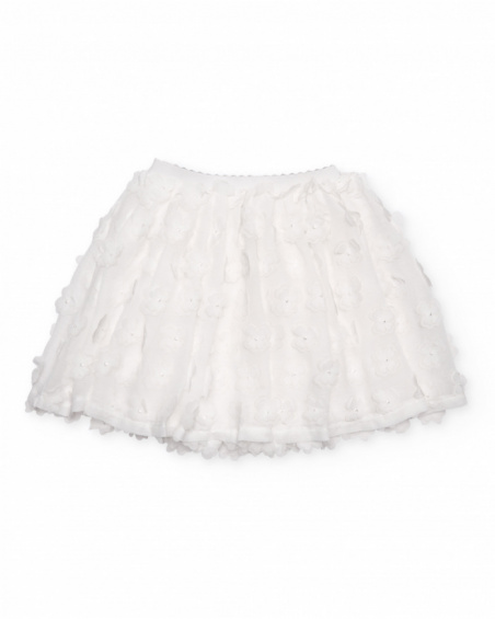 Girls’ woven skirt with raised flowers
