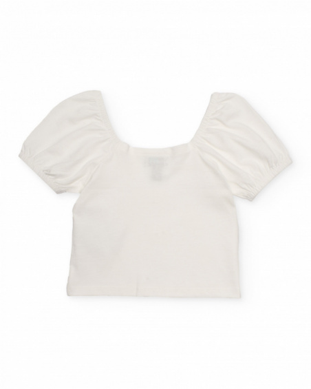 Girls’ knit T-shirt with floral texture