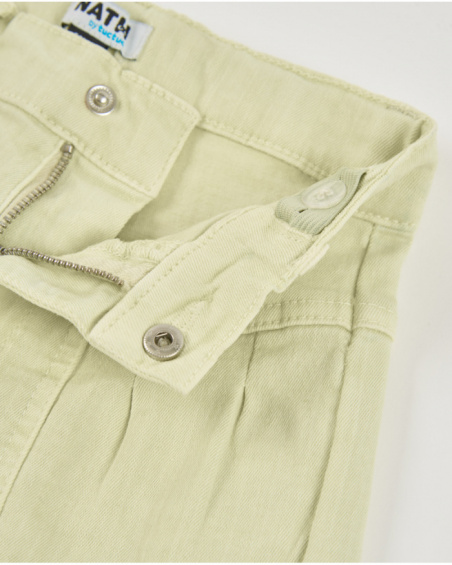 Girls’ woven shorts with front pleats