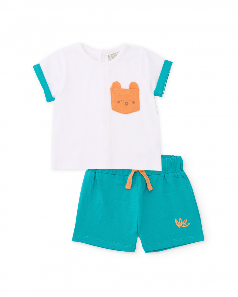 Knitted newborn set with decorative pocket