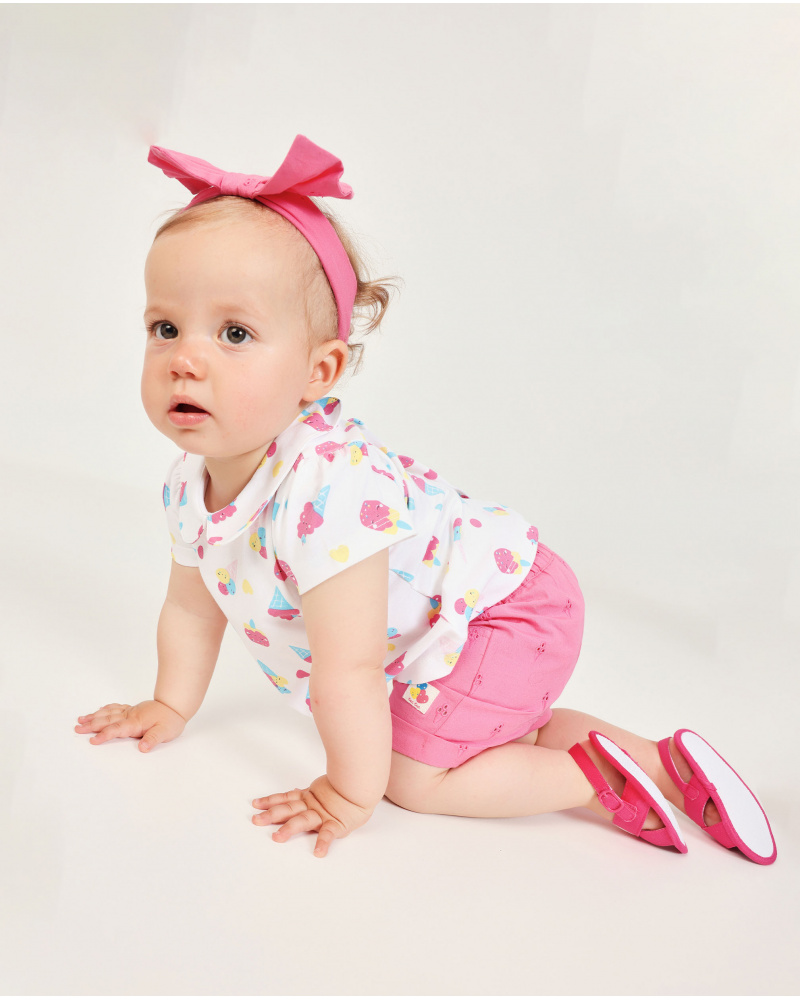 Knitted newborn set with ice cream print