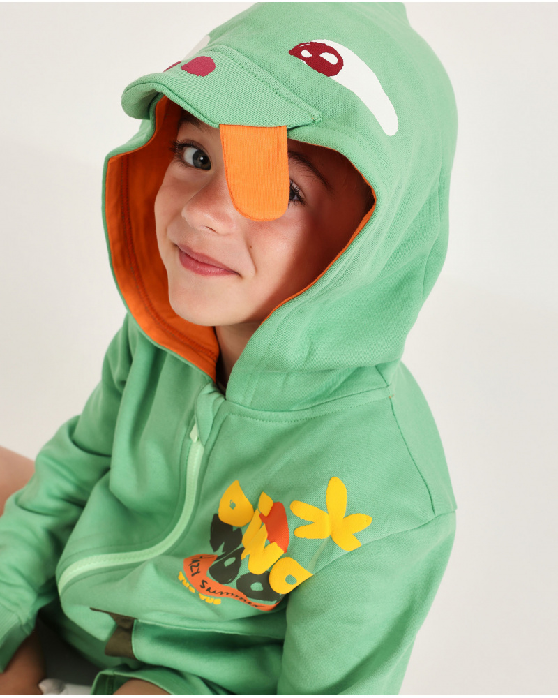 Conjunto de niño de punto con capucha de dinosaurio