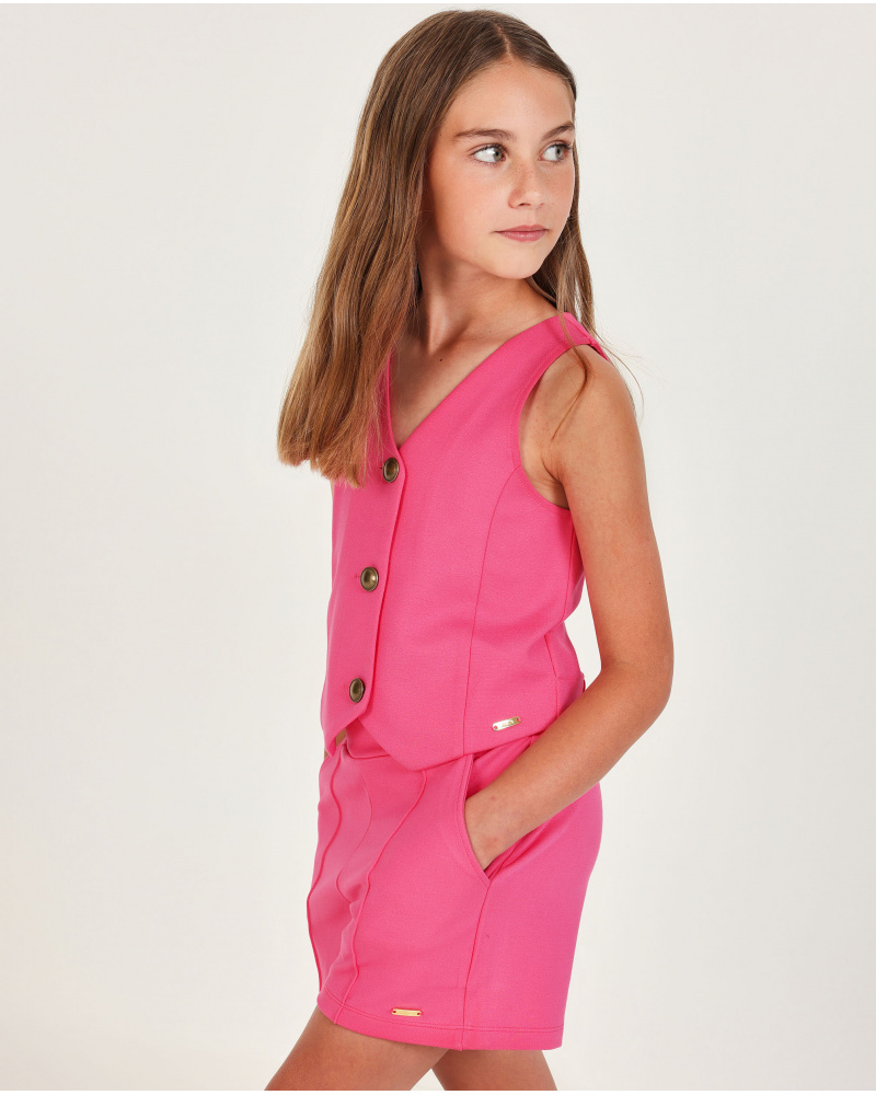 Girls knit vest with metal buttons