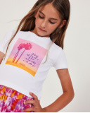Girls knit T-shirt with a palm tree illustration | tuc tuc UK