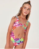 Girls’ knit swimsuit with decorative knot | tuc tuc UK