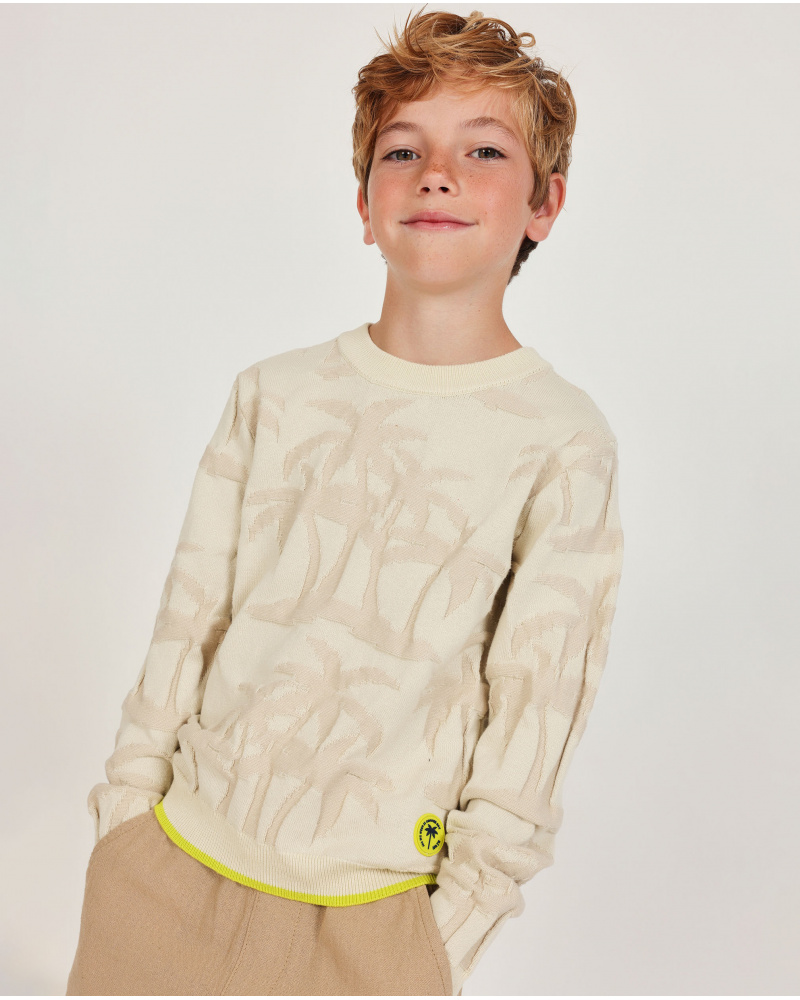 Boys’ knit sweater with palm tree motif