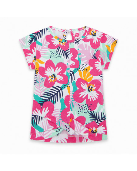 PINK PRINTED JERSEY T-SHIRT FOR GIRLS LOVE SAUVAGE