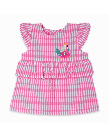 PINK RUFFLE WOVEN BLOUSE FOR GIRLS LOVE SAUVAGE
