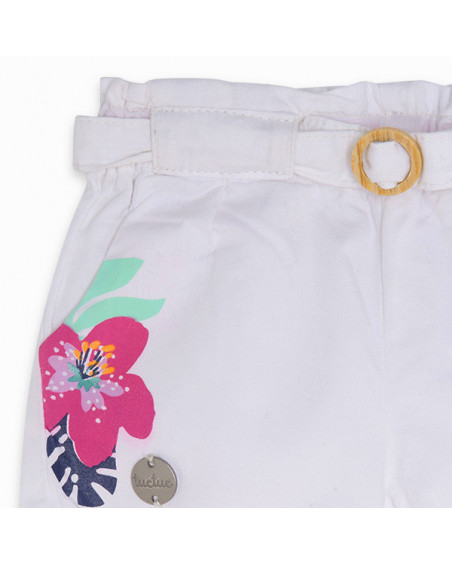 WHITE FLOWERS TWILL SHORTS FOR GIRLS LOVE SAUVAGE