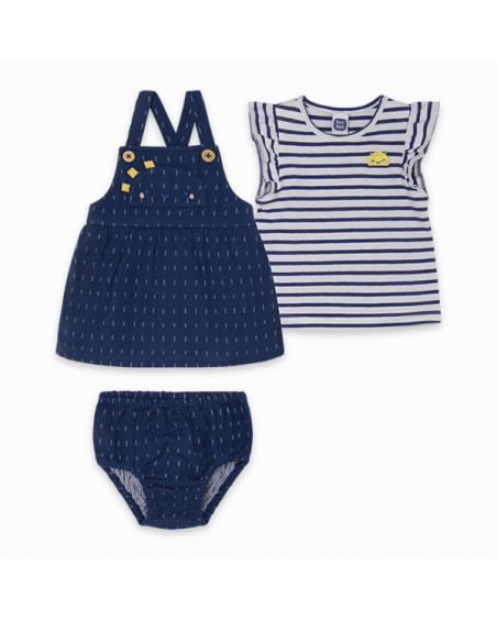 BLUE STRIPED FANTASY PINAFORE DRESS AND T-SHIRT SET FOR GIRLS FORMENTERA BLUE STRIPED FANTASY PINAFORE DRESS AND T-SHIRT SET FOR GIRLS FORMENTERA