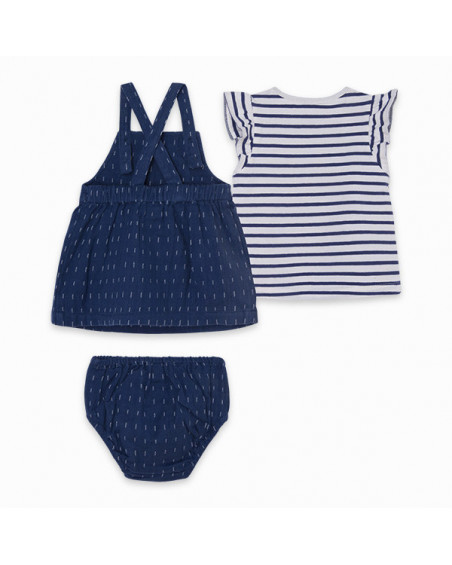 BLUE STRIPED FANTASY PINAFORE DRESS AND T-SHIRT SET FOR GIRLS FORMENTERA BLUE STRIPED FANTASY PINAFORE DRESS AND T-SHIRT SET FOR GIRLS FORMENTERA