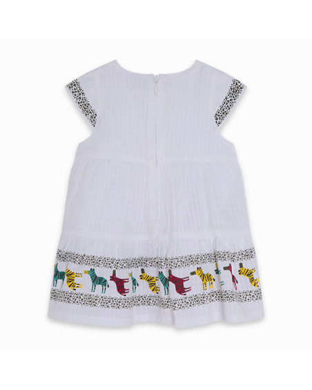 WHITE ZEBRA POPLIN DRESS FOR GIRLS ZANZIBAR WHITE ZEBRA POPLIN DRESS FOR GIRLS ZANZIBAR