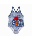 BLUE DOUBLE-BREASTED BACK FISH SWIMSUIT FOR GIRLS KAMOGAWA BLUE DOUBLE-BREASTED BACK FISH SWIMSUIT FOR GIRLS KAMOGAWA