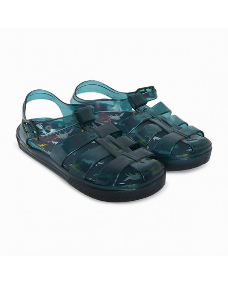 BLUE DINOSAUR JELLY SANDALS FOR BOYS DRAW A REX BLUE DINOSAUR JELLY SANDALS FOR BOYS DRAW A REX